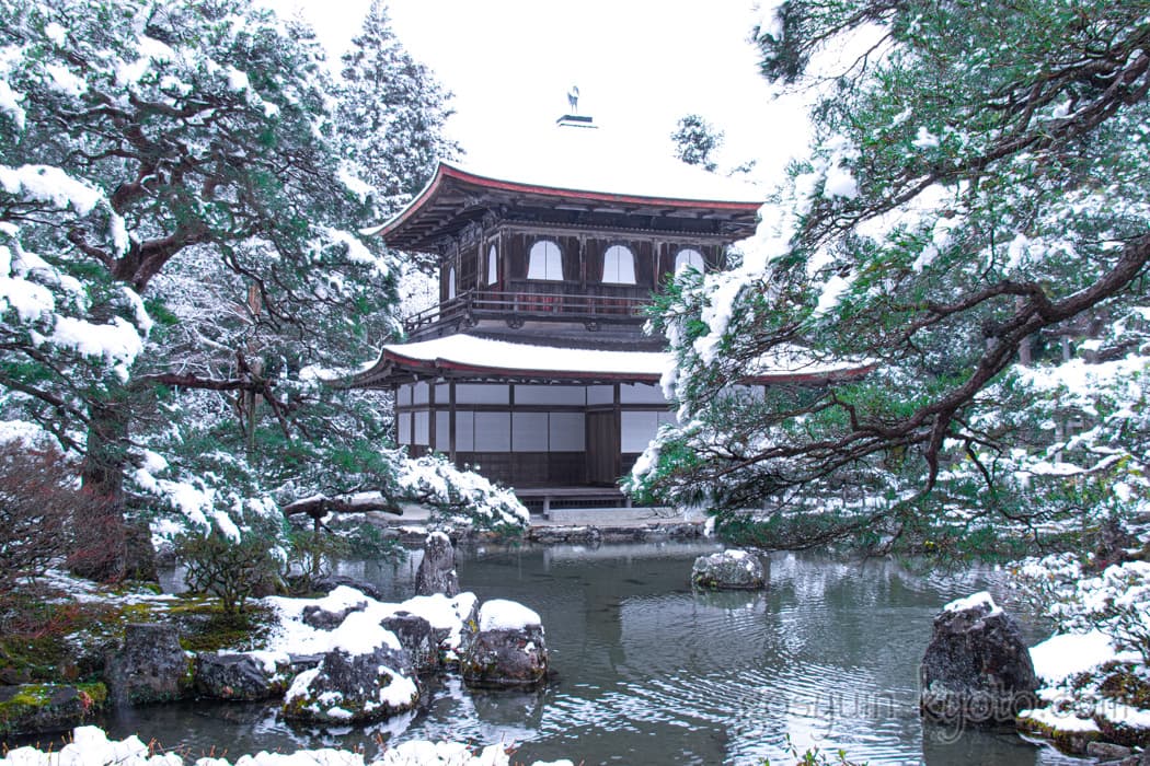京都市左京区の銀閣寺の雪